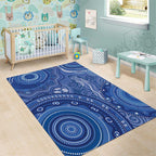 Australia Autism Awareness Area Rug Aboriginal Lizard Dot Painting