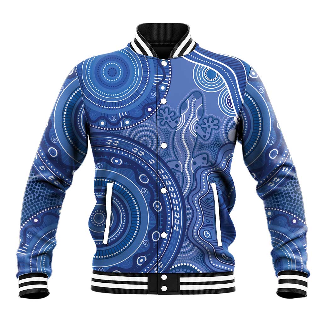 Australia Autism Awareness Baseball Jacket Aboriginal Lizard Dot Painting