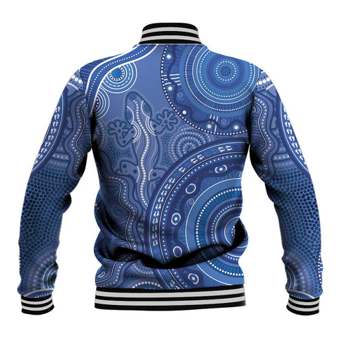 Australia Autism Awareness Baseball Jacket Aboriginal Lizard Dot Painting