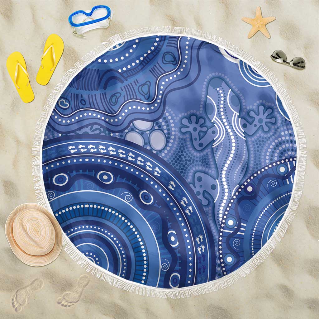 Australia Autism Awareness Beach Blanket Aboriginal Lizard Dot Painting