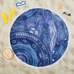 Australia Autism Awareness Beach Blanket Aboriginal Lizard Dot Painting