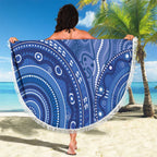 Australia Autism Awareness Beach Blanket Aboriginal Lizard Dot Painting