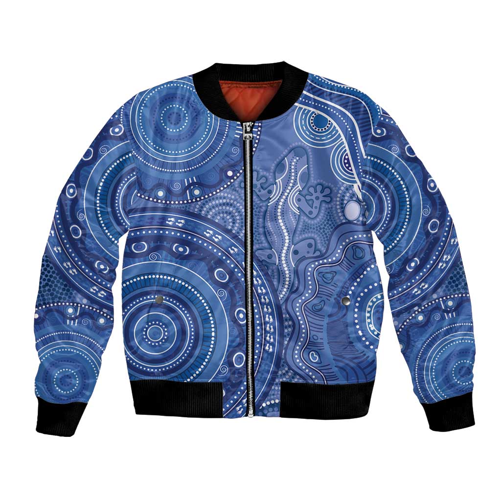 Australia Autism Awareness Bomber Jacket Aboriginal Lizard Dot Painting