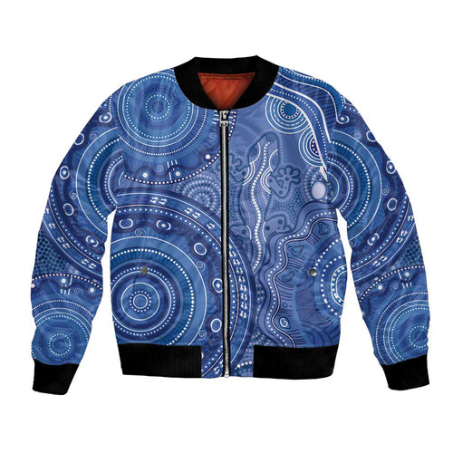 Australia Autism Awareness Bomber Jacket Aboriginal Lizard Dot Painting