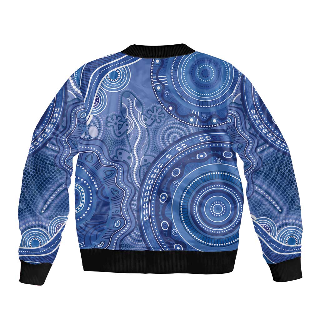 Australia Autism Awareness Bomber Jacket Aboriginal Lizard Dot Painting