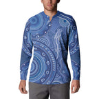 Australia Autism Awareness Button Sweatshirt Aboriginal Lizard Dot Painting