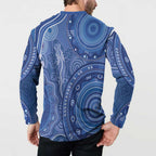 Australia Autism Awareness Button Sweatshirt Aboriginal Lizard Dot Painting