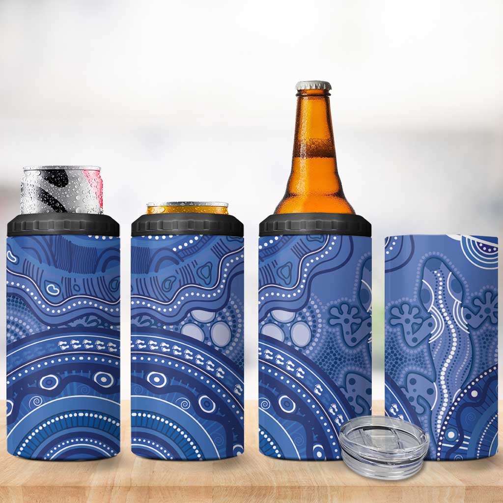 Australia Autism Awareness 4 in 1 Can Cooler Tumbler Aboriginal Lizard Dot Painting
