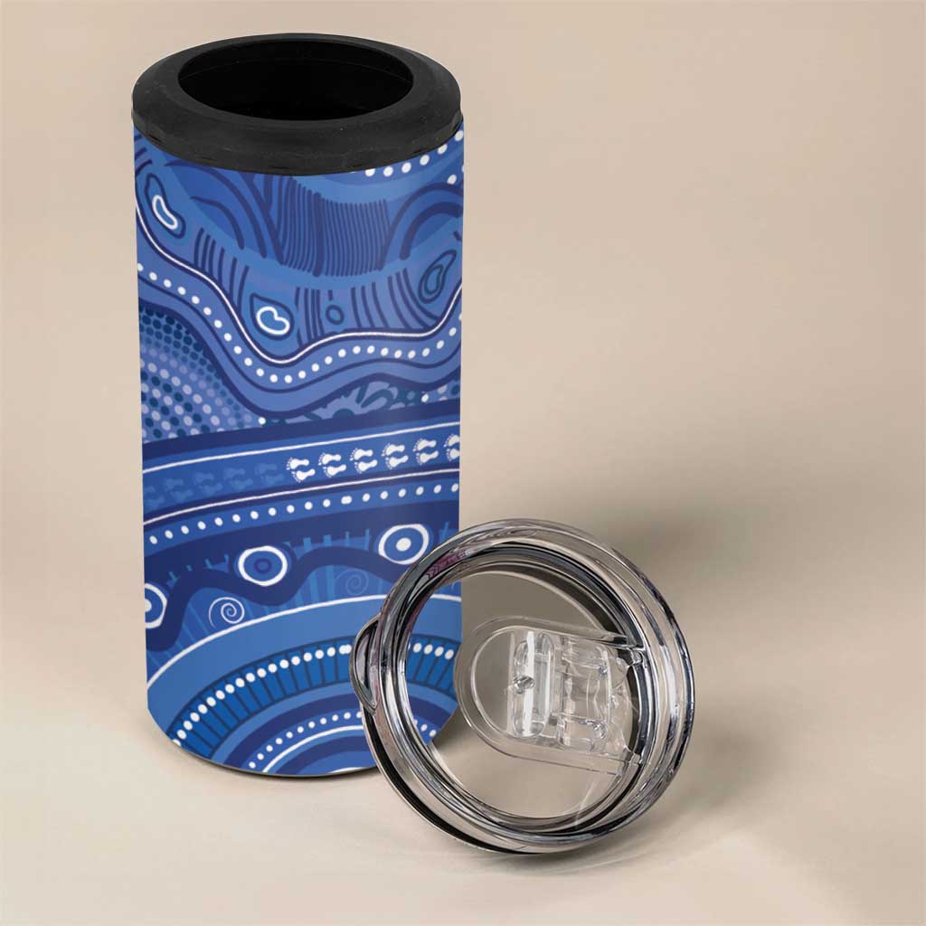 Australia Autism Awareness 4 in 1 Can Cooler Tumbler Aboriginal Lizard Dot Painting