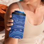 Australia Autism Awareness 4 in 1 Can Cooler Tumbler Aboriginal Lizard Dot Painting