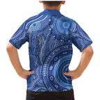 Australia Autism Awareness Family Matching Mermaid Dress and Hawaiian Shirt Aboriginal Lizard Dot Painting