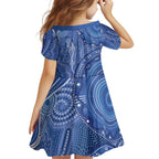 Australia Autism Awareness Family Matching Mermaid Dress and Hawaiian Shirt Aboriginal Lizard Dot Painting