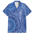 Australia Autism Awareness Family Matching Off The Shoulder Long Sleeve Dress and Hawaiian Shirt Aboriginal Lizard Dot Painting