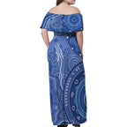 Australia Autism Awareness Family Matching Off Shoulder Maxi Dress and Hawaiian Shirt Aboriginal Lizard Dot Painting