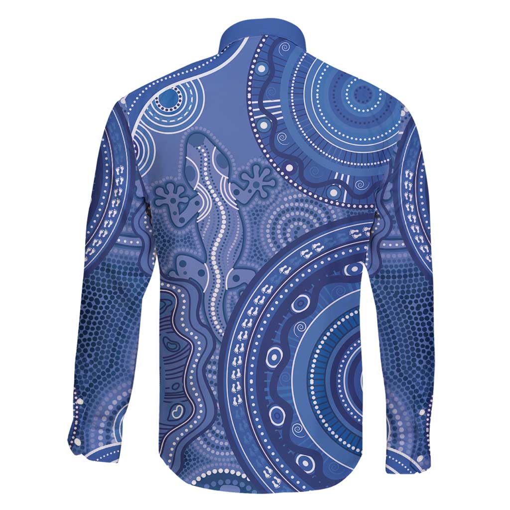 Australia Autism Awareness Family Matching Off Shoulder Short Dress and Hawaiian Shirt Aboriginal Lizard Dot Painting