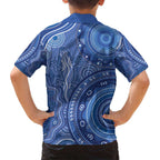 Australia Autism Awareness Family Matching Puletasi and Hawaiian Shirt Aboriginal Lizard Dot Painting