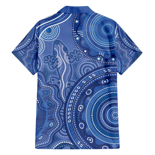 Australia Autism Awareness Family Matching Puletasi and Hawaiian Shirt Aboriginal Lizard Dot Painting