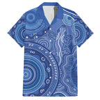 Australia Autism Awareness Family Matching Short Sleeve Bodycon Dress and Hawaiian Shirt Aboriginal Lizard Dot Painting