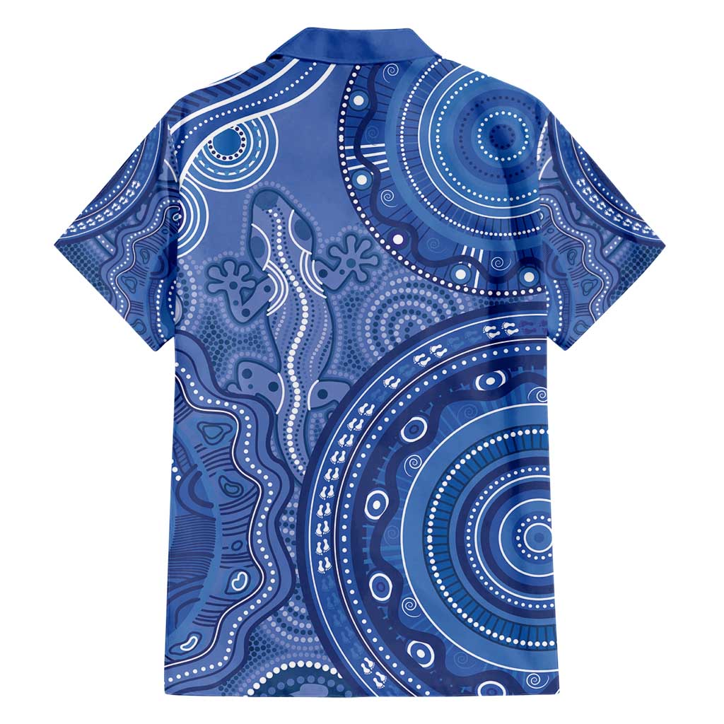 Australia Autism Awareness Family Matching Short Sleeve Bodycon Dress and Hawaiian Shirt Aboriginal Lizard Dot Painting