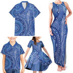 Australia Autism Awareness Family Matching Tank Maxi Dress and Hawaiian Shirt Aboriginal Lizard Dot Painting