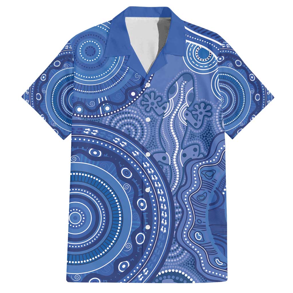 Australia Autism Awareness Family Matching Tank Maxi Dress and Hawaiian Shirt Aboriginal Lizard Dot Painting