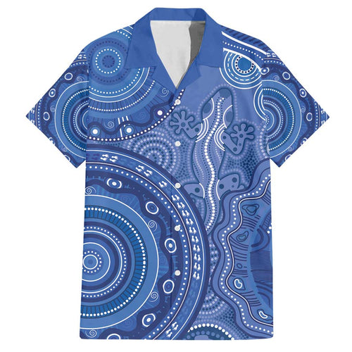 Australia Autism Awareness Family Matching Tank Maxi Dress and Hawaiian Shirt Aboriginal Lizard Dot Painting