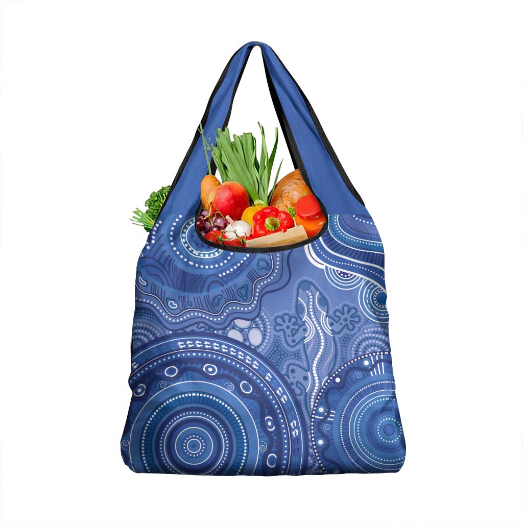 Australia Autism Awareness Grocery Bag Aboriginal Lizard Dot Painting