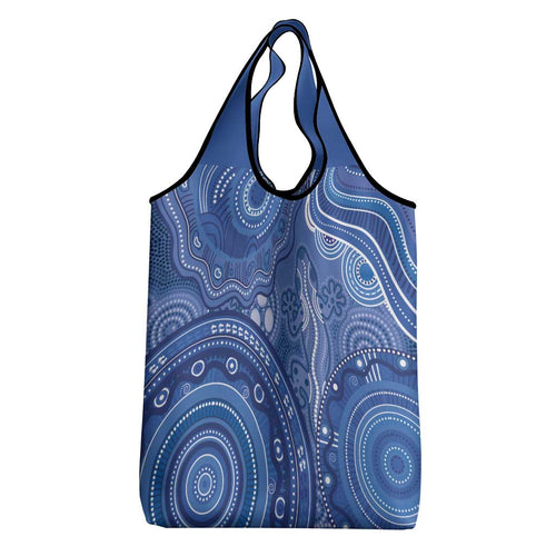 Australia Autism Awareness Grocery Bag Aboriginal Lizard Dot Painting