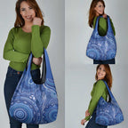 Australia Autism Awareness Grocery Bag Aboriginal Lizard Dot Painting