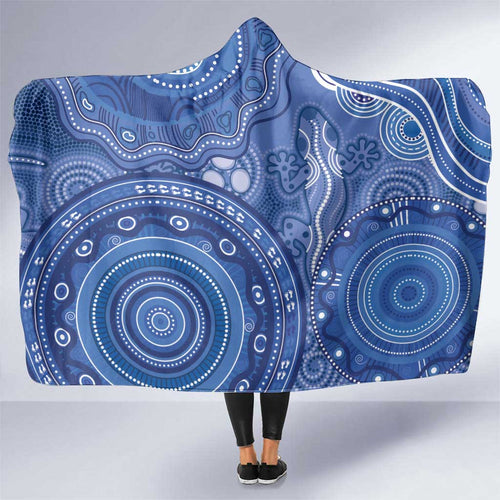 Australia Autism Awareness Hooded Blanket Aboriginal Lizard Dot Painting