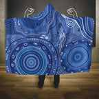 Australia Autism Awareness Hooded Blanket Aboriginal Lizard Dot Painting