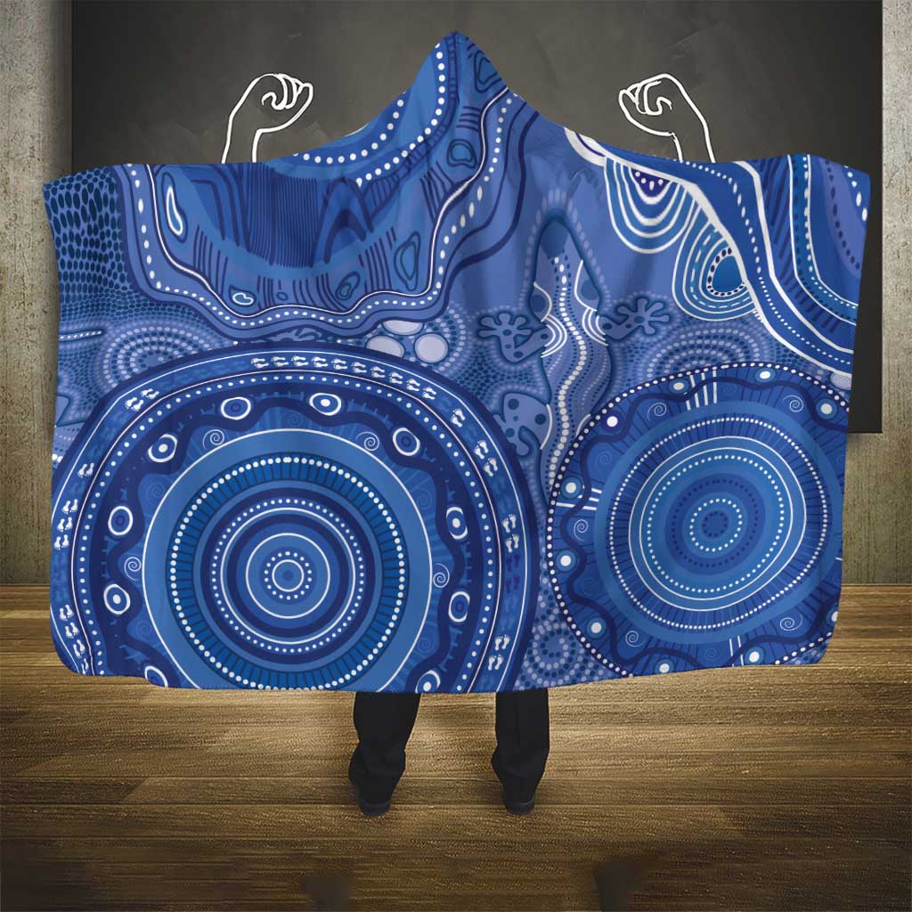 Australia Autism Awareness Hooded Blanket Aboriginal Lizard Dot Painting
