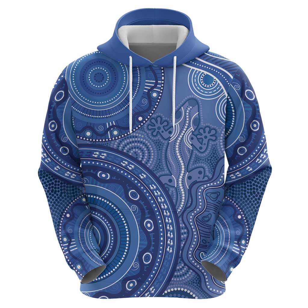 Australia Autism Awareness Hoodie Aboriginal Lizard Dot Painting