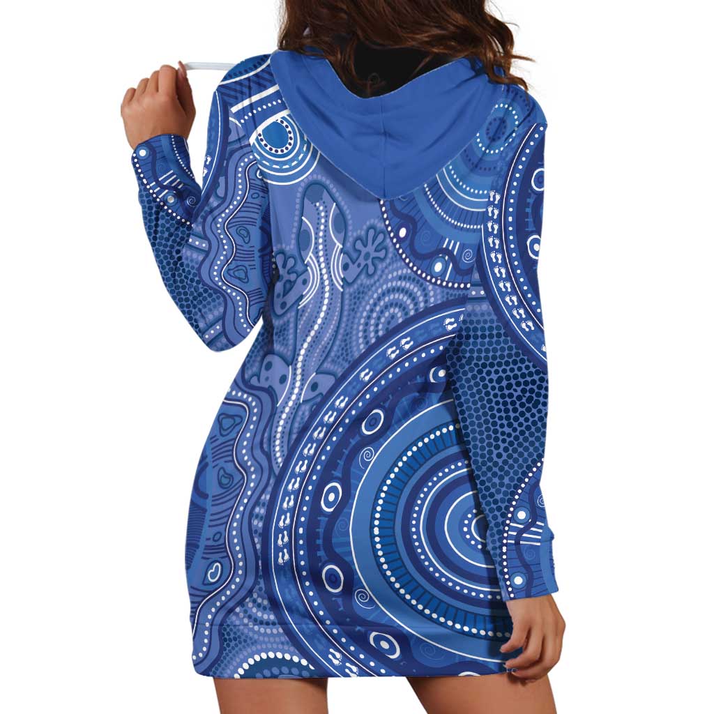Australia Autism Awareness Hoodie Dress Aboriginal Lizard Dot Painting