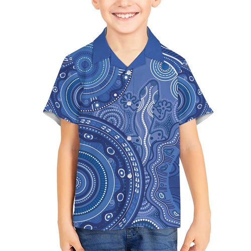 Australia Autism Awareness Kid Hawaiian Shirt Aboriginal Lizard Dot Painting