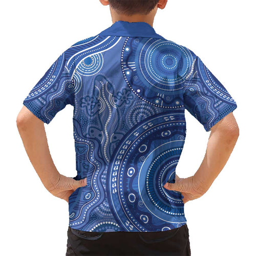 Australia Autism Awareness Kid Hawaiian Shirt Aboriginal Lizard Dot Painting