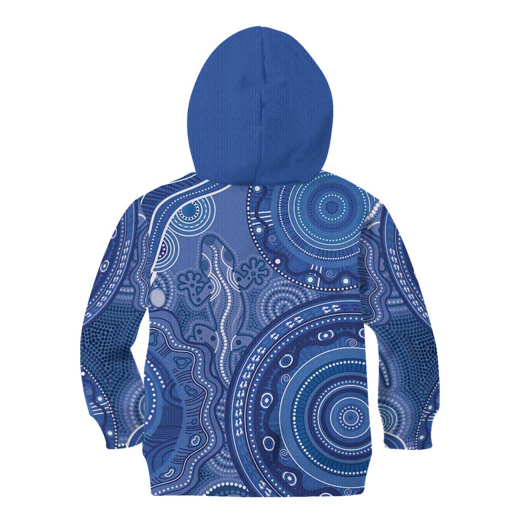 Australia Autism Awareness Kid Hoodie Aboriginal Lizard Dot Painting
