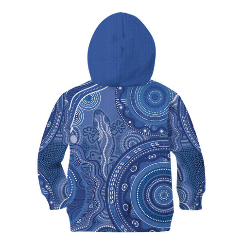 Australia Autism Awareness Kid Hoodie Aboriginal Lizard Dot Painting