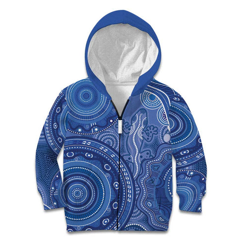 Australia Autism Awareness Kid Hoodie Aboriginal Lizard Dot Painting