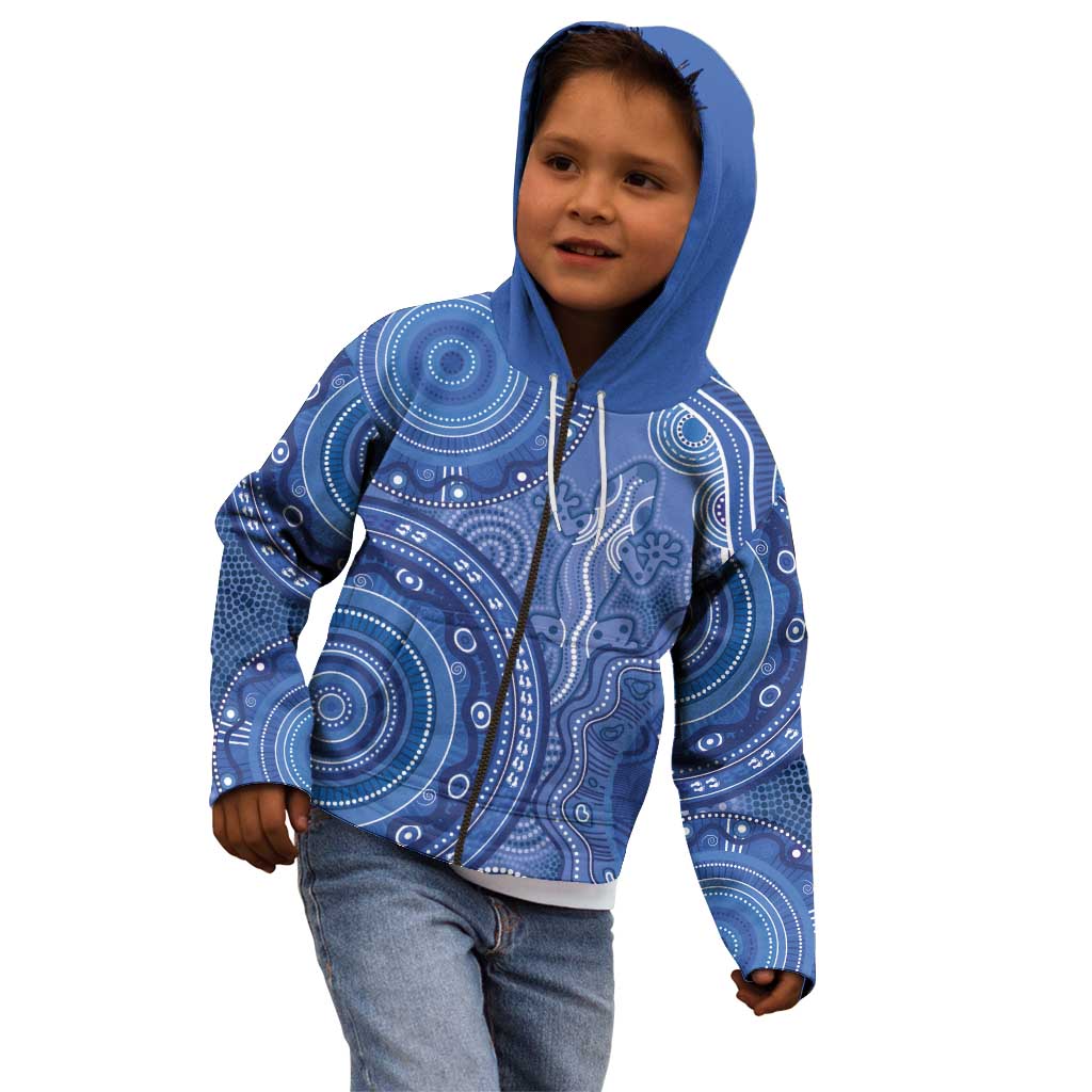 Australia Autism Awareness Kid Hoodie Aboriginal Lizard Dot Painting