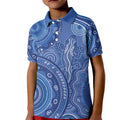 Australia Autism Awareness Kid Polo Shirt Aboriginal Lizard Dot Painting