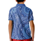 Australia Autism Awareness Kid Polo Shirt Aboriginal Lizard Dot Painting