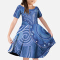 Australia Autism Awareness Kid Short Sleeve Dress Aboriginal Lizard Dot Painting