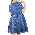 Australia Autism Awareness Kid Short Sleeve Dress Aboriginal Lizard Dot Painting
