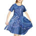 Australia Autism Awareness Kid Short Sleeve Dress Aboriginal Lizard Dot Painting