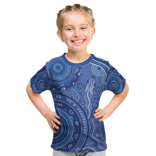Australia Autism Awareness Kid T Shirt Aboriginal Lizard Dot Painting