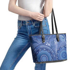 Australia Autism Awareness Leather Tote Bag Aboriginal Lizard Dot Painting