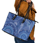 Australia Autism Awareness Leather Tote Bag Aboriginal Lizard Dot Painting