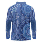 Australia Autism Awareness Long Sleeve Polo Shirt Aboriginal Lizard Dot Painting