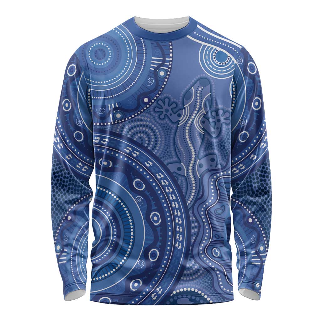 Australia Autism Awareness Long Sleeve Shirt Aboriginal Lizard Dot Painting